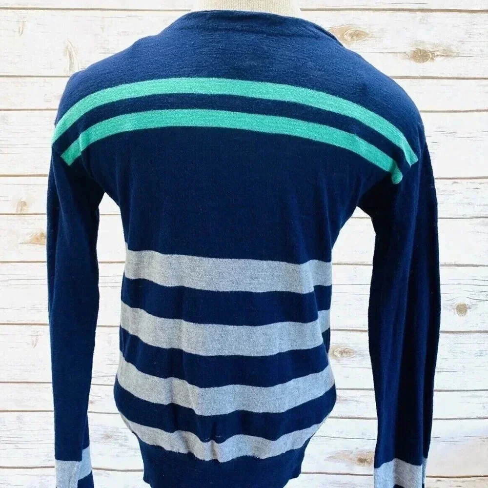ARIZONA Women Long Sleeve Button Down Striped V-Neck Cardigan Top Size Small
